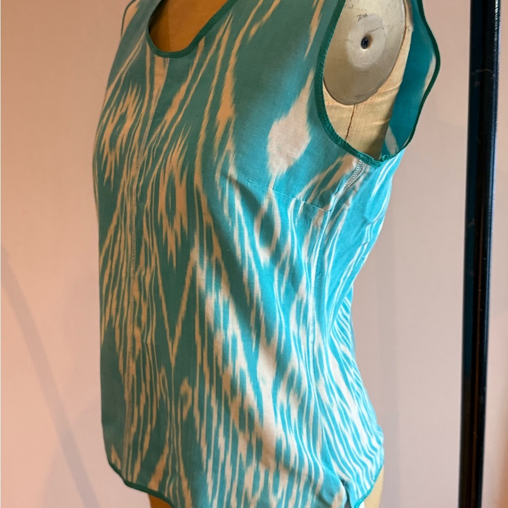 Jules Reid Teal and White Sleeveless Top Blouse